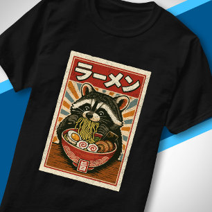 Vintage Japanese Food Cute Raccoon Slurping Ramen T-Shirt