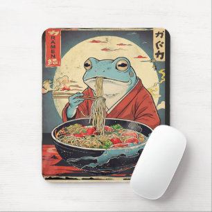 Vintage Japanese Frog Ramen for foodies  Mouse Pad