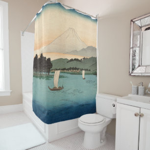 Vintage Japanese Fukeiga 4 - Ukiyo-e Shower Curtain