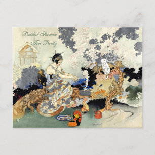 Vintage Japanese Garden Tea Party Bridal Shower Invitation