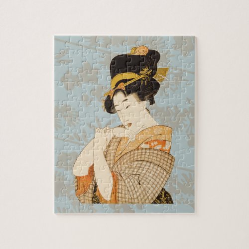 Vintage Japanese Geisha Girl Entertainer in Kimono Jigsaw Puzzle