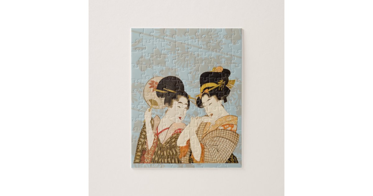 Vintage Japanese Geisha Girls in Kimonos Jigsaw Puzzle ...