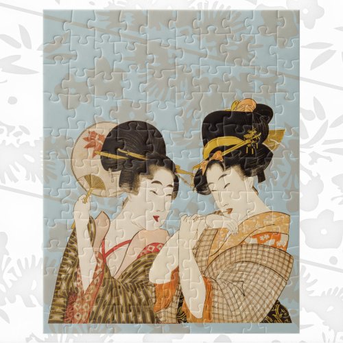 Vintage Japanese Geisha Girls in Kimonos Jigsaw Puzzle