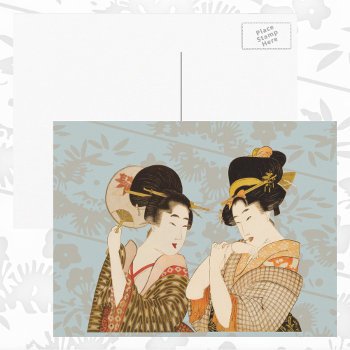 Vintage Japanese Geisha Girls In Kimonos Postcard by YesterdayCafe at Zazzle