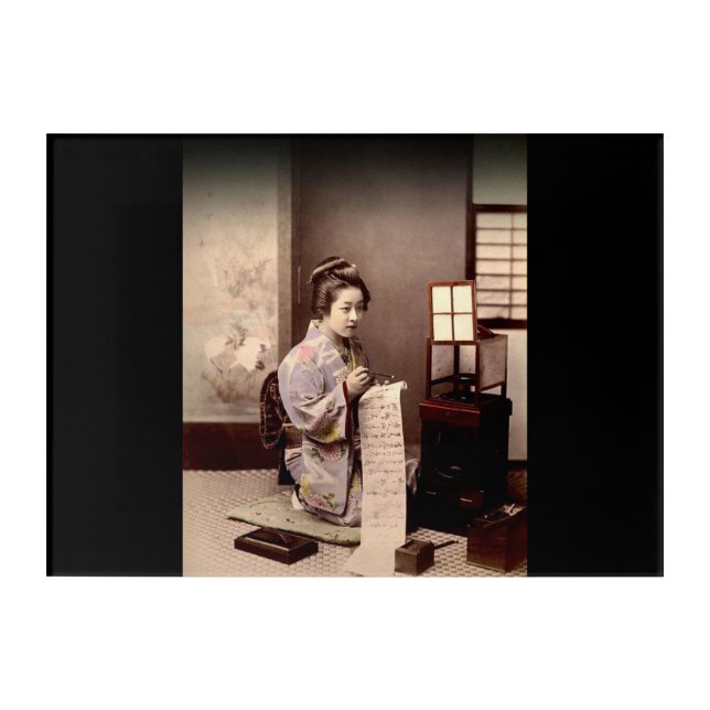 Vintage Japanese Geisha - Letter Writer  Acrylic Print (Front)