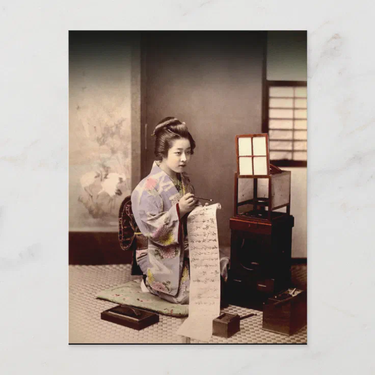 Vintage Japanese Geisha Letter Writer Postcard Zazzle