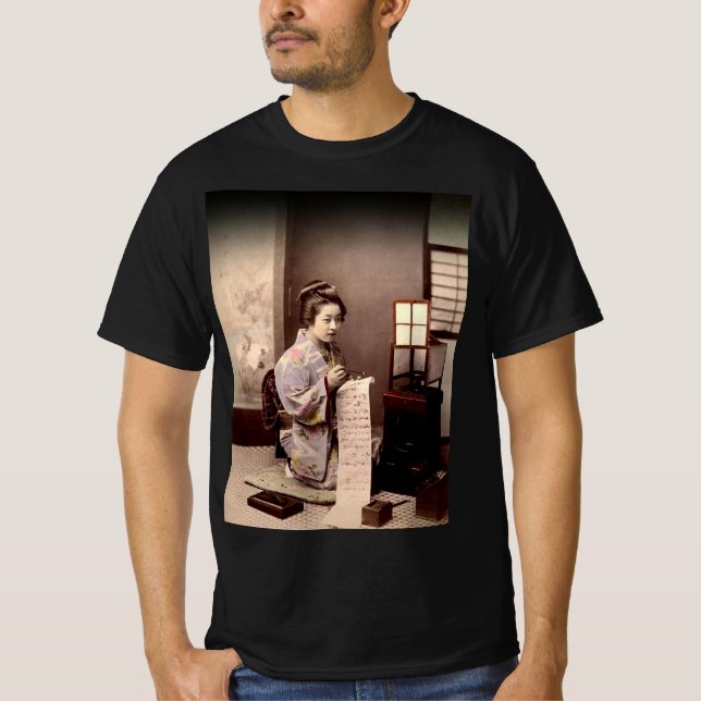 Vintage Japanese Geisha - Letter Writer T-Shirt (Front)