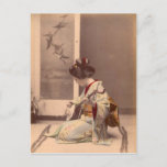 Vintage Japanese geisha playing the shamisen Postcard