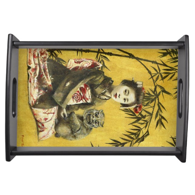 Vintage Japanese Geisha Serving Tray (Front)