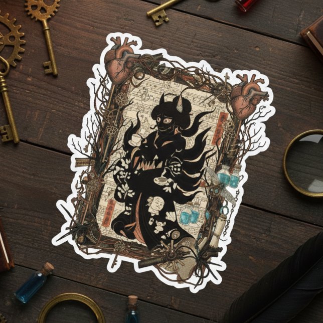 Vintage Japanese Gothic Collage  Sticker (Creator Uploaded)