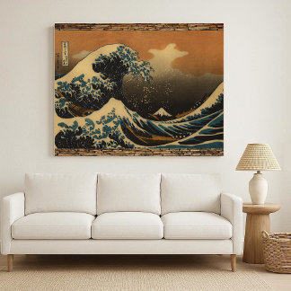 Vintage Japanese Great Wave off Kanagawa Ukiyo-e Wood Wall Art