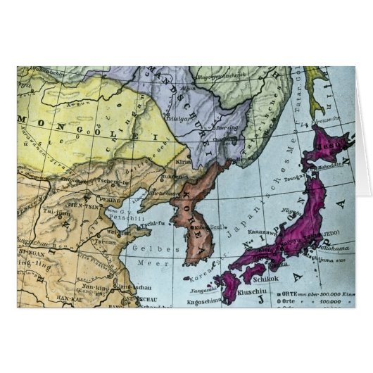 Vintage Japanese Hand Tinted Map 日本 (Front Horizontal)