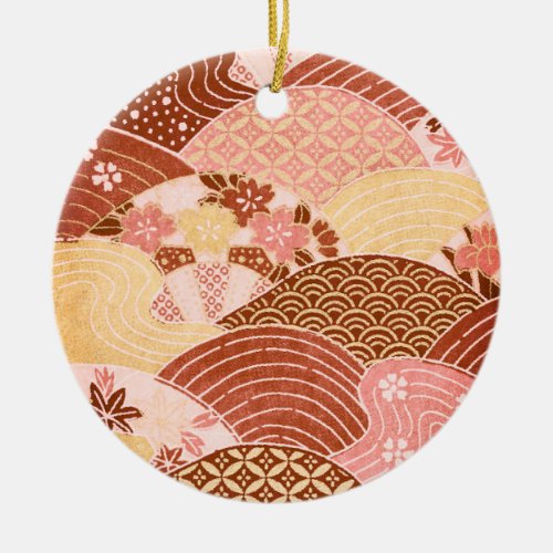 Vintage Japanese Hills and Rivers Ceramic Ornament
