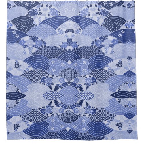 Vintage Japanese Hills and Rivers Shower Curtain