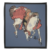 Vintage Japanese Horse on Blue Jeans Blue
