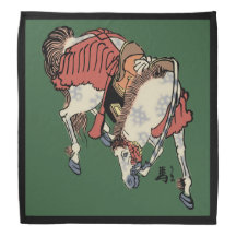 Vintage Japanese Horse on Hunter Green