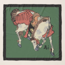 Vintage Japanese Horse on Hunter Green