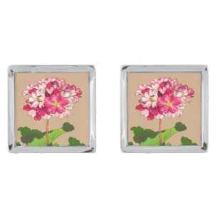 Vintage Japanese Hydrangea. Pink and Green Cufflinks