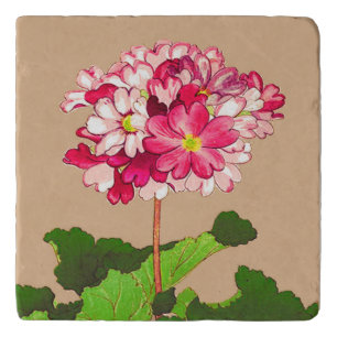 Vintage Japanese Hydrangea. Pink and Green Trivet
