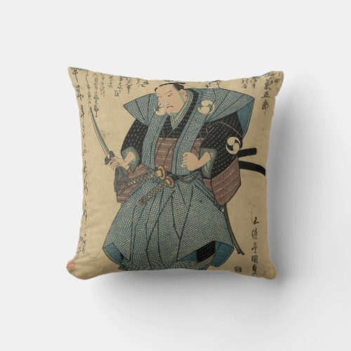 Vintage Japanese Image of Actor in Samurai Role Throw Pillow