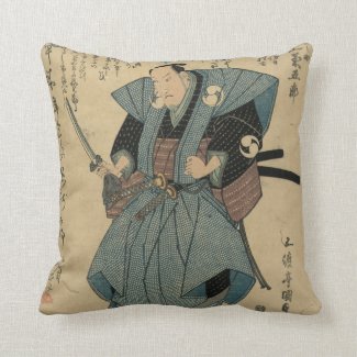 Vintage Japanese Image of Actor in Samurai Role Throw Pillow