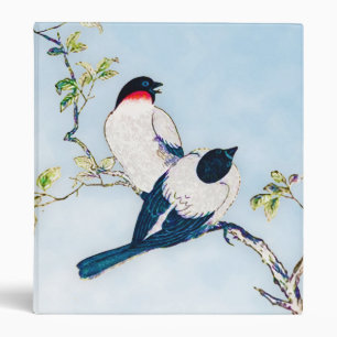 Vintage Japanese Ink Sketch of Finches Binder