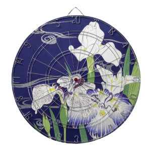 Vintage Japanese Iris Art Print Kogyo Tsukioka Dart Board
