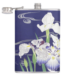 Vintage Japanese Iris Art Print Kogyo Tsukioka Flask
