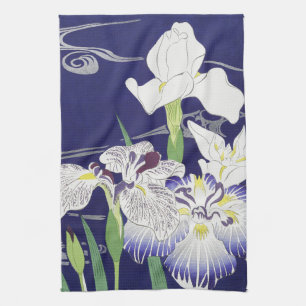 Vintage Japanese Iris Art Print Kogyo Tsukioka Kitchen Towel