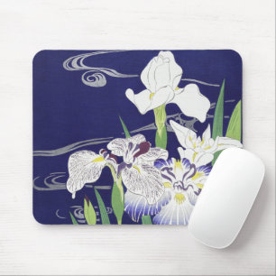 Vintage Japanese Iris Art Print Kogyo Tsukioka Mouse Pad