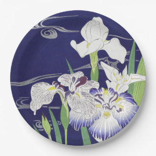 Vintage Japanese Iris Art Print Kogyo Tsukioka Paper Plates