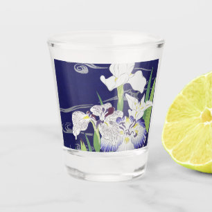 Vintage Japanese Iris Art Print Kogyo Tsukioka Shot Glass