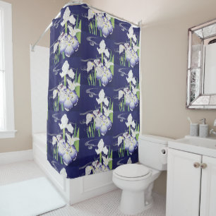 Vintage Japanese Iris Art Print Kogyo Tsukioka Shower Curtain