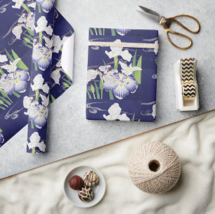 Vintage Japanese Iris Art Print Kogyo Tsukioka Wrapping Paper