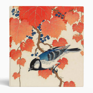 Vintage Japanese Jay Bird and Autumn Grapevine 3 Ring Binder