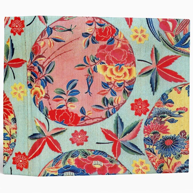 Vintage Japanese Kimono Textile (Bingata) 3 Ring Binder (Front/Spine)