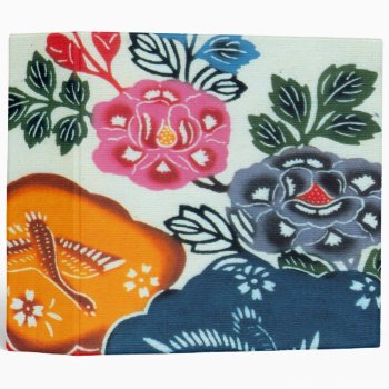 Vintage Japanese Kimono Textile (bingata) 3 Ring Binder by Wagaraya at Zazzle