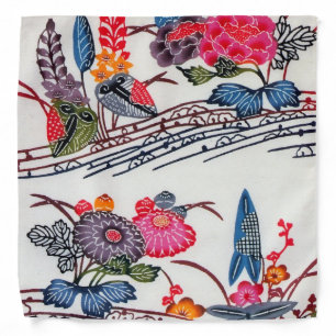 Vintage Japanese Kimono Textile (Bingata) Bandana