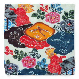 Vintage Japanese Kimono Textile (Bingata) Bandana