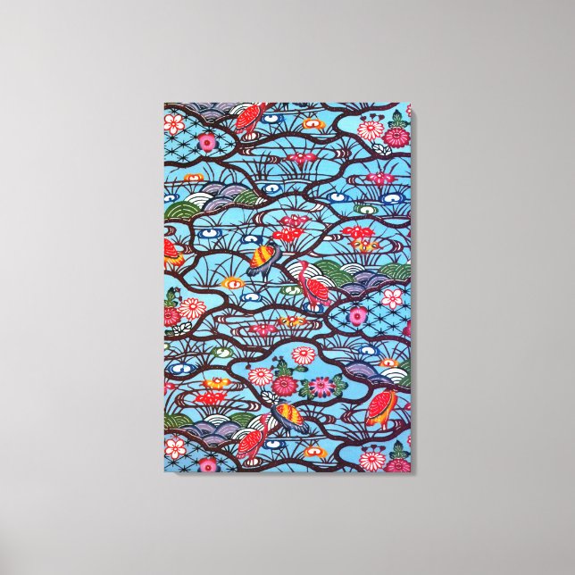 Vintage Japanese Kimono Textile (Bingata) Canvas Print (Front)