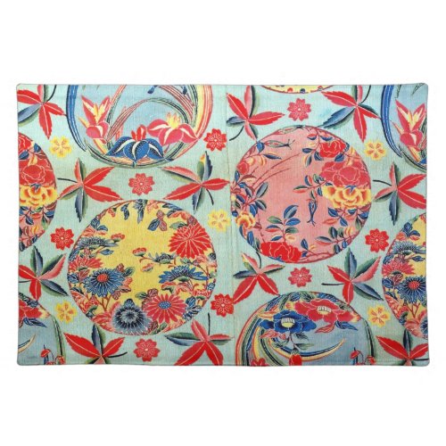 Vintage Japanese Kimono Textile Bingata Cloth Placemat