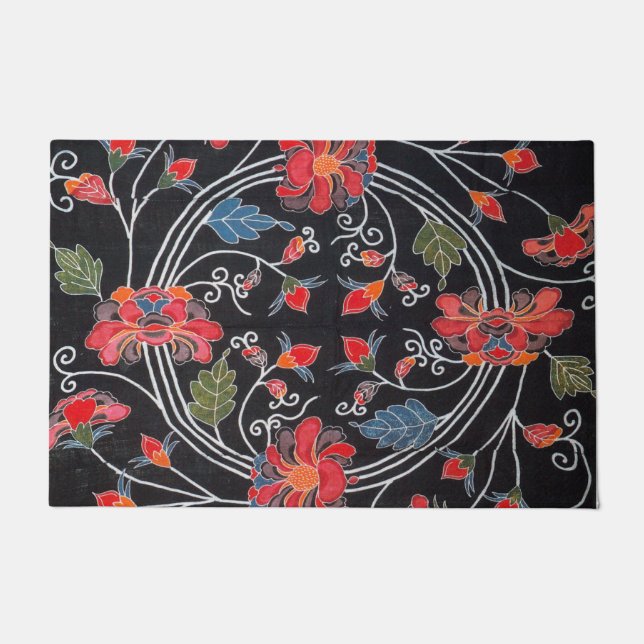 Vintage Japanese Kimono Textile (Bingata) Doormat (Front)