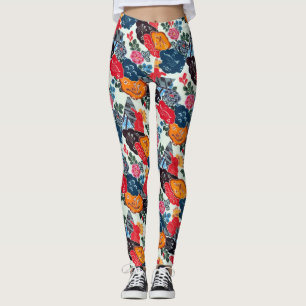 Vintage Japanese Kimono Textile (Bingata) Leggings