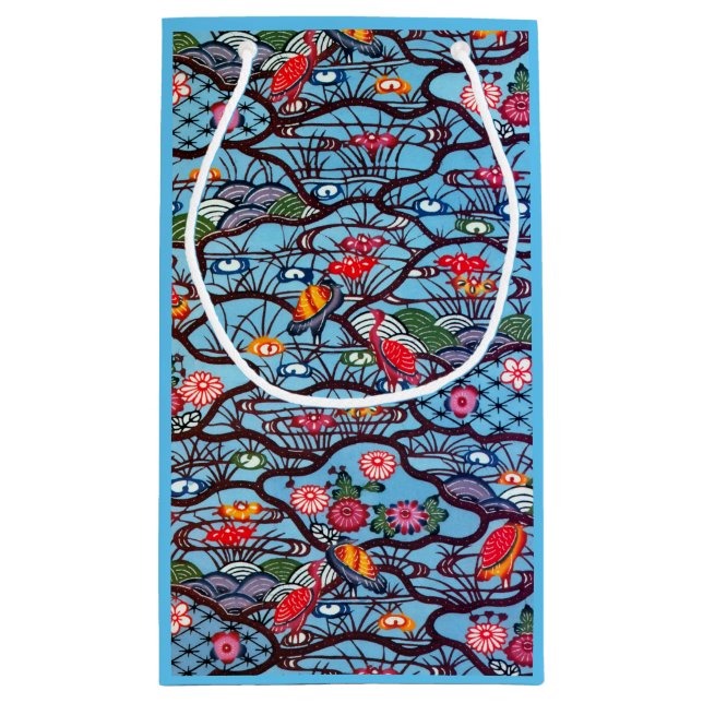 Vintage Japanese Kimono Textile (Bingata) Small Gift Bag (Back)