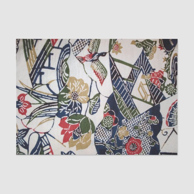 Vintage Japanese Kimono Textile (Bingata) Tissue Paper (Front)