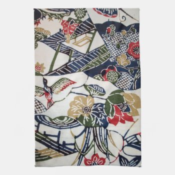 Vintage Japanese Kimono Textile (bingata) Towel by Wagaraya at Zazzle