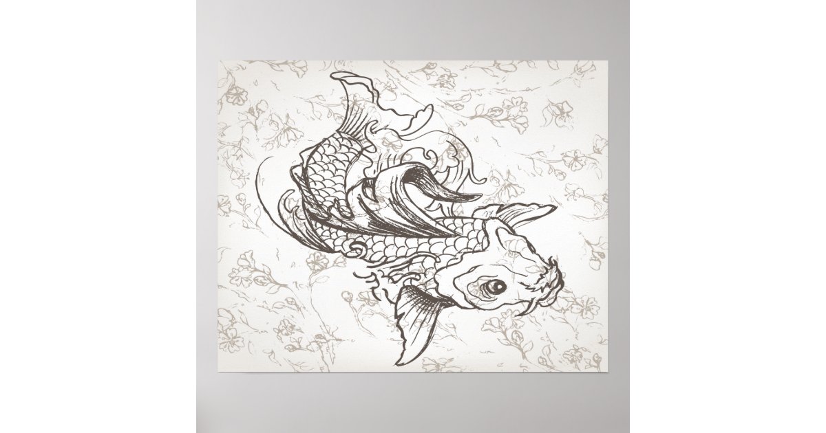 vintage japanese koi fish art poster | Zazzle