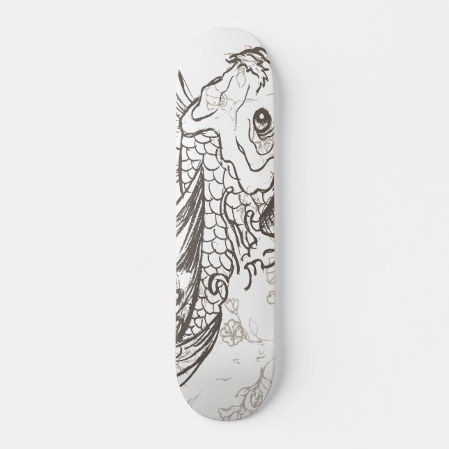 vintage japanese koi fish art skateboard deck (Front)