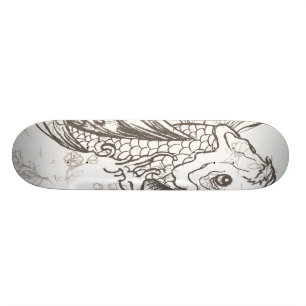 vintage japanese koi fish art skateboard deck