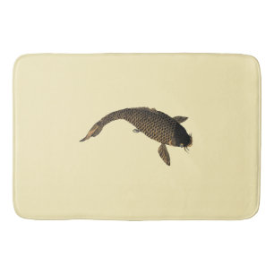 Vintage Japanese Koi Fish by Toyohara Chikanobu Bath Mat